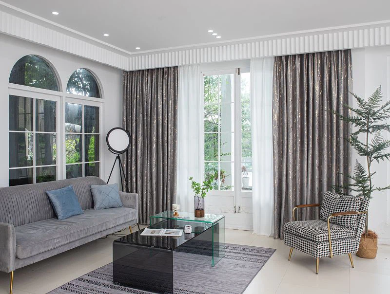 संगमरमर पैटर्न और सोने की पन्नी के साथ हॉलैंड मखमली पर्दा